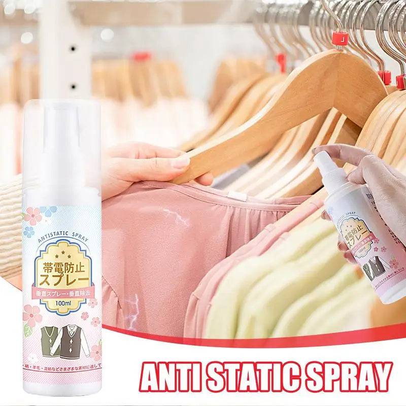 Anti Static Spray 100ml Anti Static & Instant Wrinkles Release Spray Travel Size Odorless Fabric Anti Static Spray Reduce Static