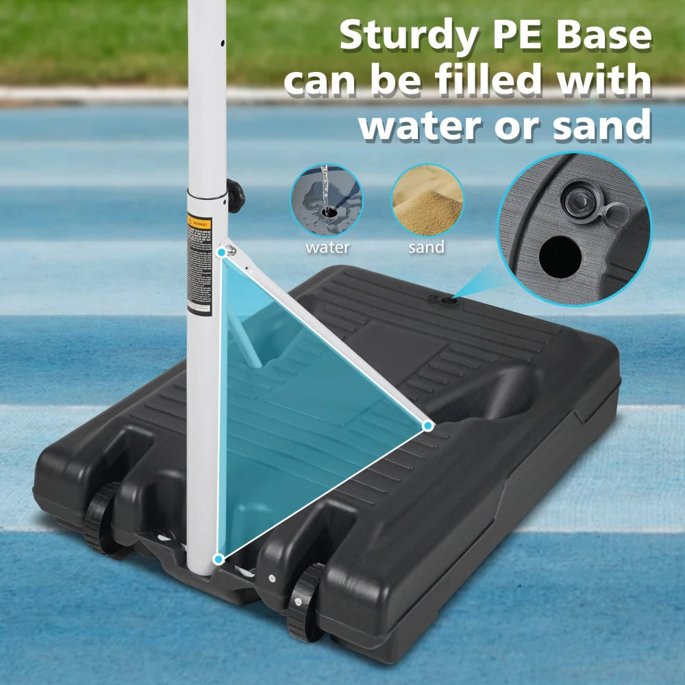 Poolside Basketball Hoop Portable Swimming Pool Basketball System Height Adjustable 3.1ft-4.7ft 36" Backboard Indoor Outdoor Use