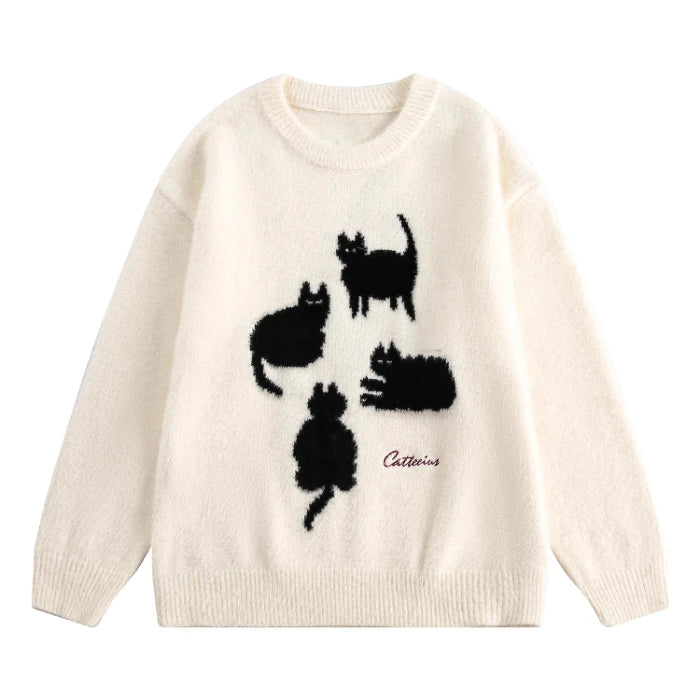Pullovers Women Cartoon Trendy All-match O-neck Lazy Style Autumn Winter Imitation Mink-fleece Knitted Cozy Chic Ins Sweaters