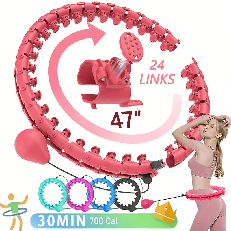 24 Section Adjustable Smart Weighted Sport Hoop Weight Loss Massager Abdomen Thin Waist Fitness Ring Indoor Fitness Equipment
