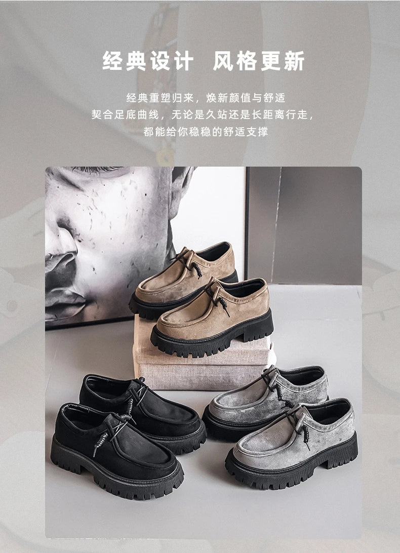 Men's Shoes 2025 Autumn New Style High-heel Thick-soled Loafers, Durable and Retro Casual Shoes, Everyday Street Trend Sneakers
