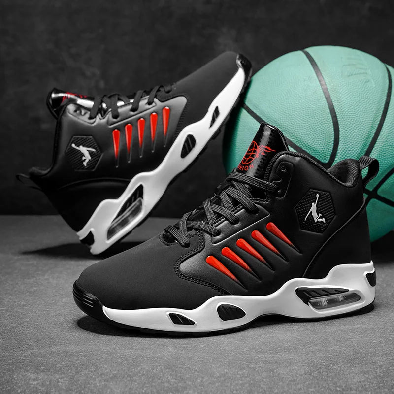 Men's Basketball Shoes - Comfortable Athletic Casual Shoes with Cushioned Rubber Soles, Lace-Up Design Suitable for Gym, Basketball, Jogging - All-Season Performance Shoes, Lightweight for Everyday Wear, Wear-Resistant and Du