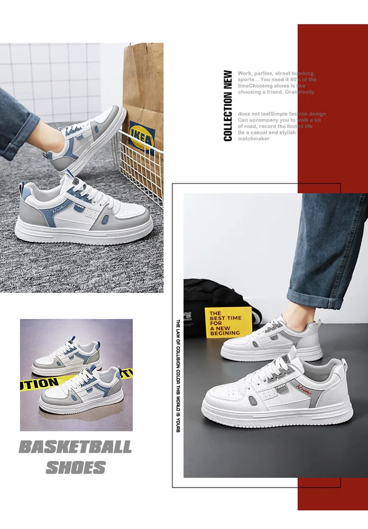 Men's shoes: Breathable, trendy, versatile, thick-soled white sneakers, sportswear, casual shoes, and board shoes