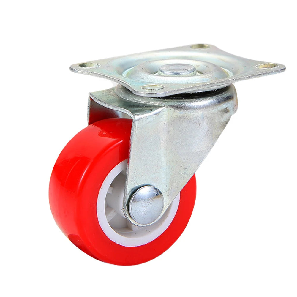 2 ⁄ 4 quiet small casters, universal wheels, 1.97 "rotating casters, red fixed wheels, for wheelbarrows, furniture project carts