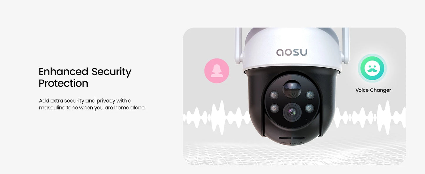 AOSU 3MP 100% Wire-Free Solar WiFi Camera 5000mAh Battery Two-way Audio Security Camera Wireless Solar Panel PTZ CCTV Camera