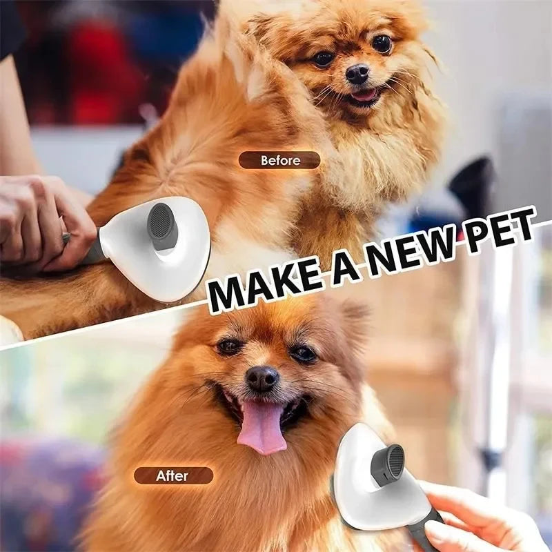 Pet dog brush; cat brush; one-button pet hair removal brush; dog and cat beauty tool; pet hair removal brush.