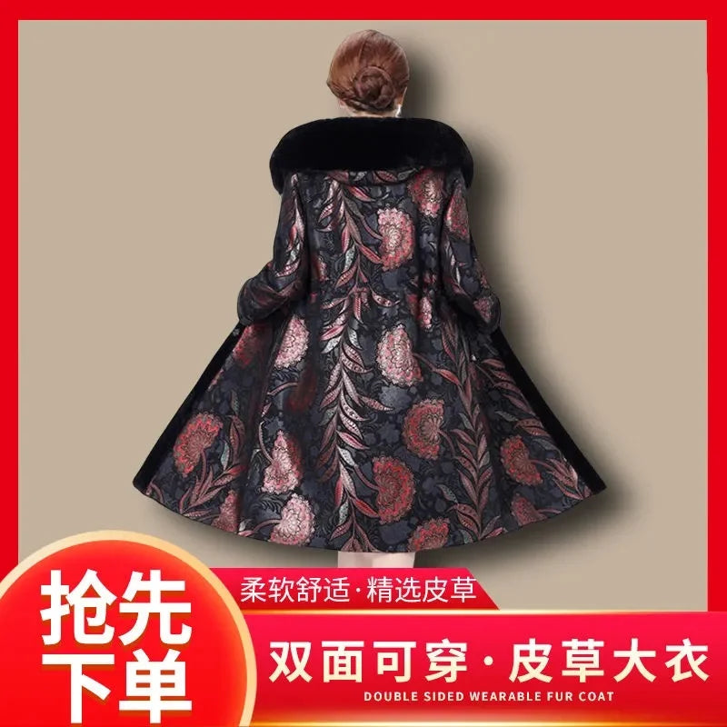Fur Coat For Women Wearing Both Sides and Fur Integrated Coat 2023 New Loose Mother's Clothing Thickened and Warm Long Coat For