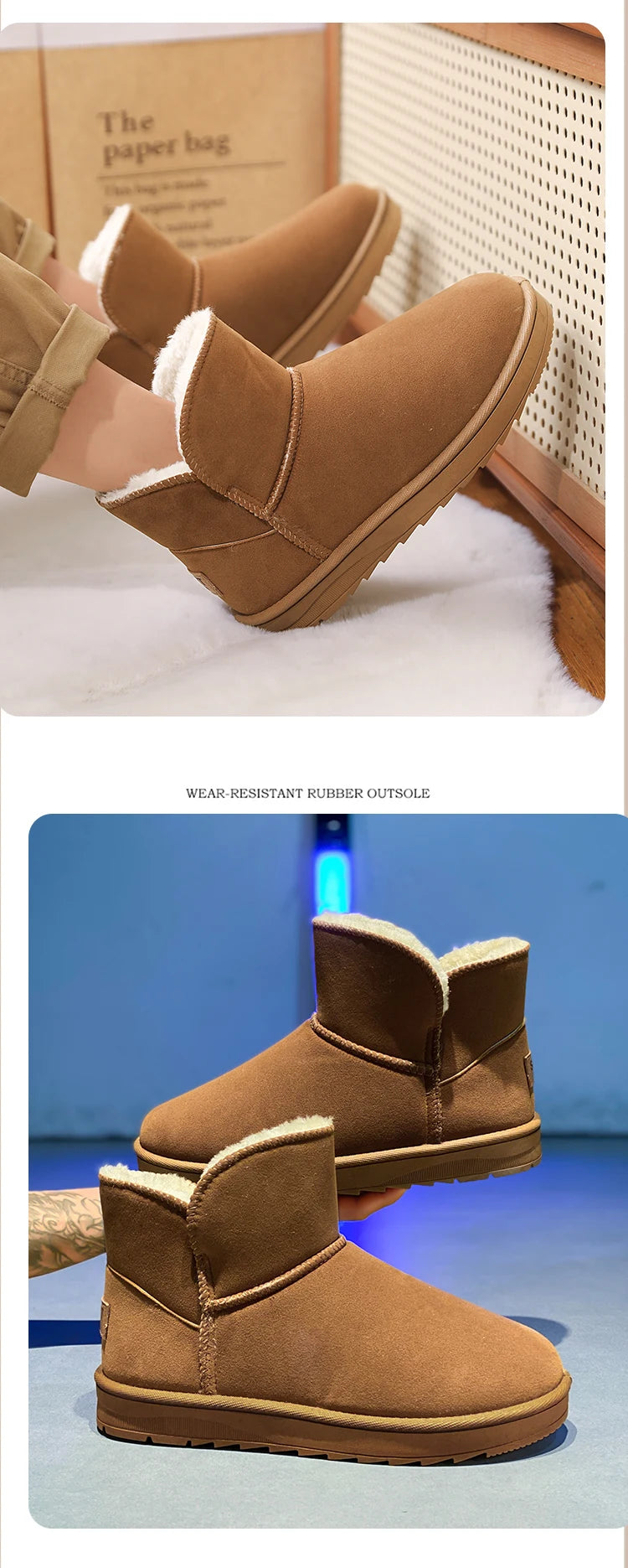 New winter fashion: thick-soled snow boots, men's and women's thickened warm cotton shoes, and casual women's boots