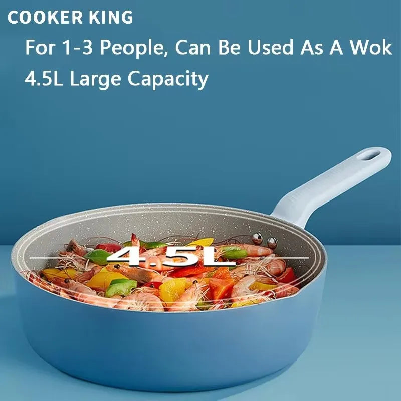 COOKER KING  24/26/28cm Maifan Stone Non-stick Frying Pan Pancake Household Chef Pot Universal Gas Induction Cooker Kitchenware