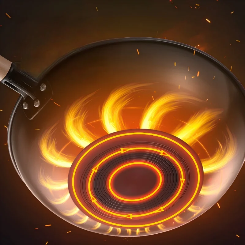 Cooker King Traditional Coating-Free Carbon Steel Wok, 30/32/34 cm Stir-Fry Pan for Gas & Induction Cooktops