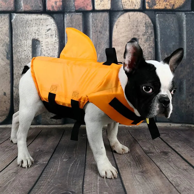 Dog Life Vest Summer Adjustable Pet Shark Swimsuit Enhanced Buoyancy Swimming Jacket Dog Safety Clothes for Medium Large Dogs