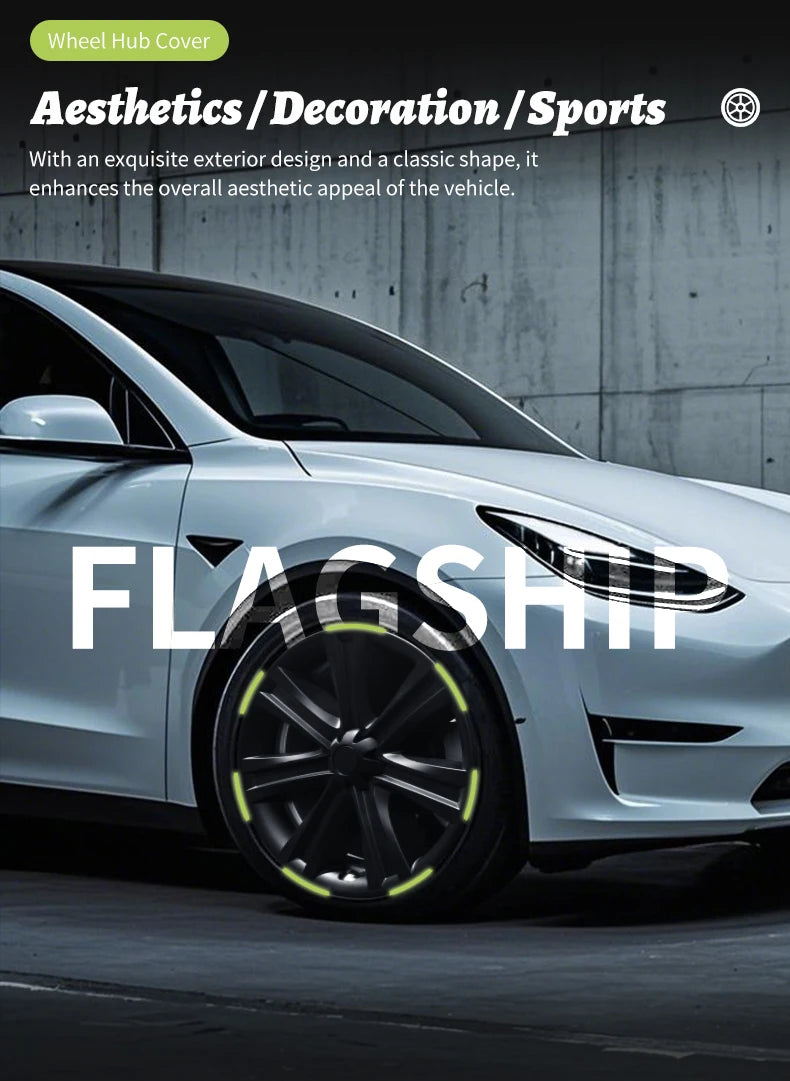 4PCS Hubcap Design for Tesla Model S（2022-2024）/Model Y （2020-2024）19 Inch Wheel Cover Performance Full Rim Hub Cover Accessorie