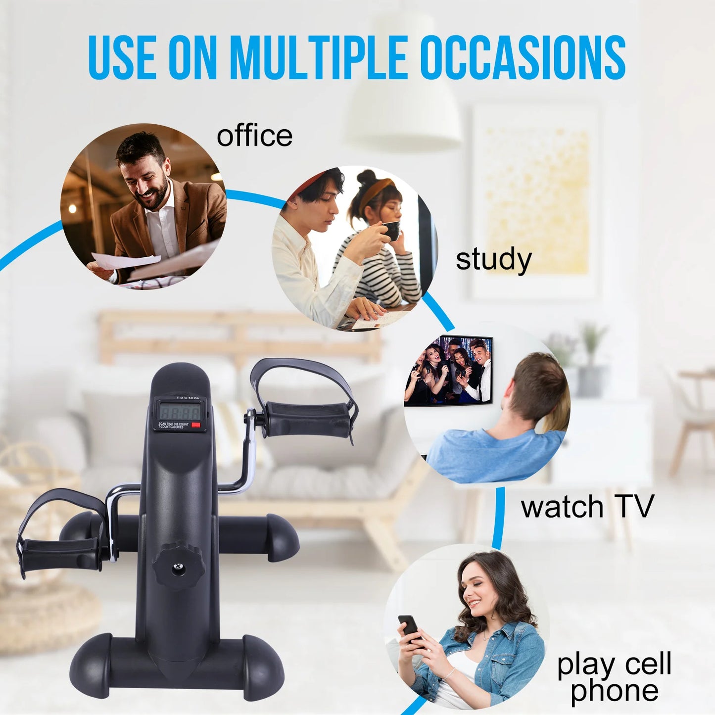 Mini Under Desk Pedal Exerciser Bike Multi-Function Motorized Digital With LCD Screen Display for Leg Arm and Knee for Elderly