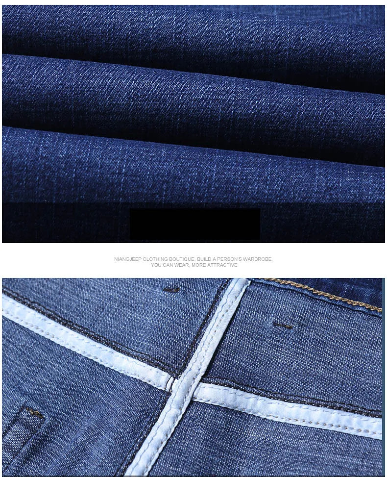Men Fashion Straight Jeans Men 2024 New Stretch Slim Fit Pants Comfortable Soft Business Denim Trousers Male Brand Clothing