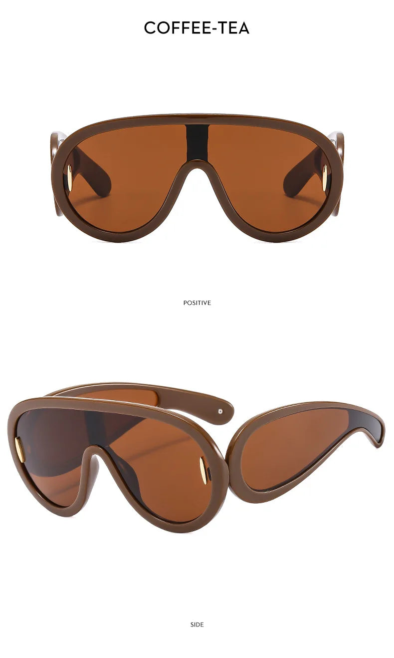 SHAUNA Oversized Women Goggle Sunglasses Trending Men One-Piece Mirror Shades UV400