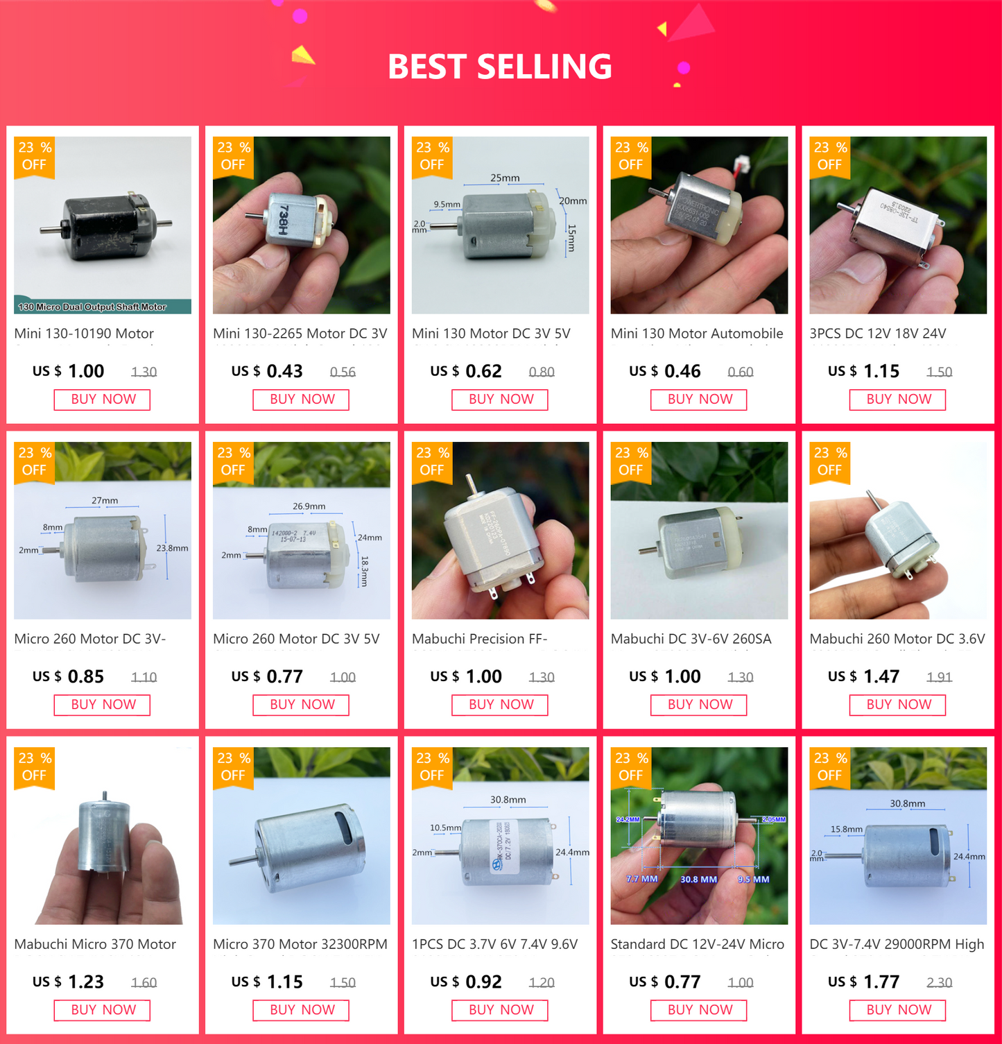 MABUCHI RK-370CA-26100 Electric Motor DC 3V 5V 6V 10600RPM Large Torque High Speed Carbon Brush Mute Motor Toy Boat Car Model