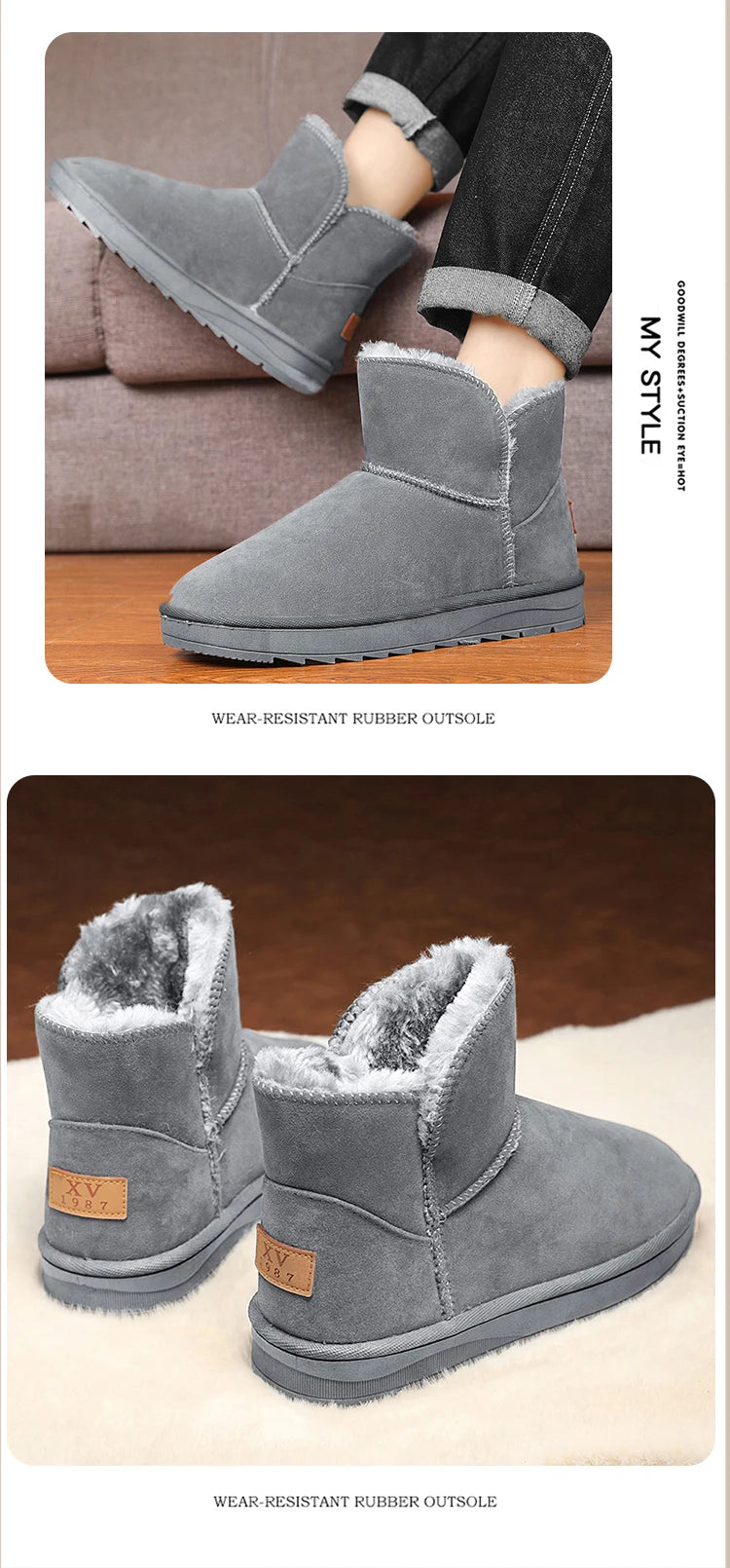 New winter fashion: thick-soled snow boots, men's and women's thickened warm cotton shoes, and casual women's boots