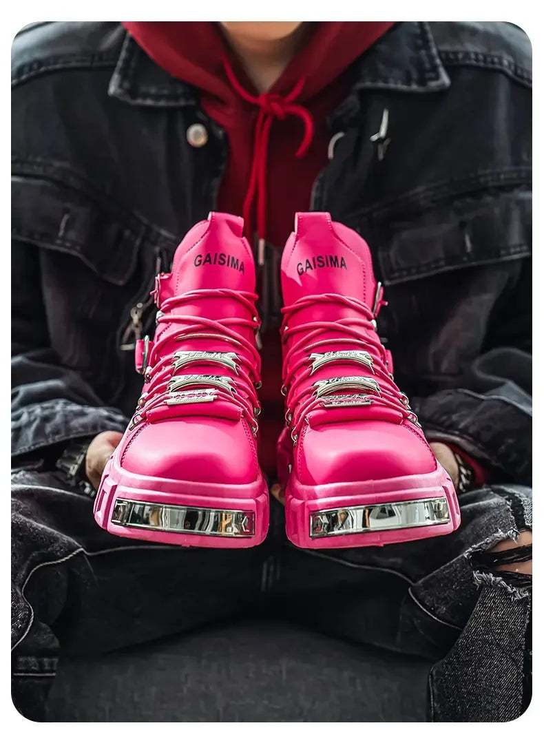 Boots For Man Fashion Rivet Leather Design Luxury Shoes Gothic Black Street Hip Hop punk Rock ankle boots Men Motorcycle shoes