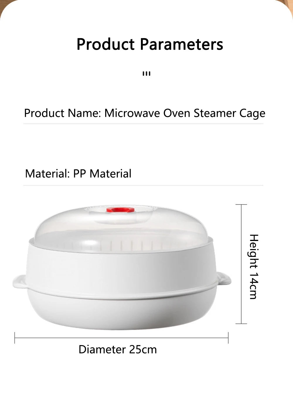 COOKER KING Microwave Heating Steamer Household Large Capacity Steamer Kitchen Steamer Box Steamer Rack Can Exhaust Steam