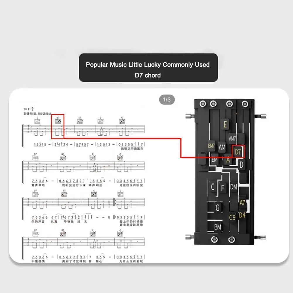 Guitar Aid Chords,Portable Guitar Learning System Teaching Beginner Trainer Practice Tools for Beginners Friends Family Adults