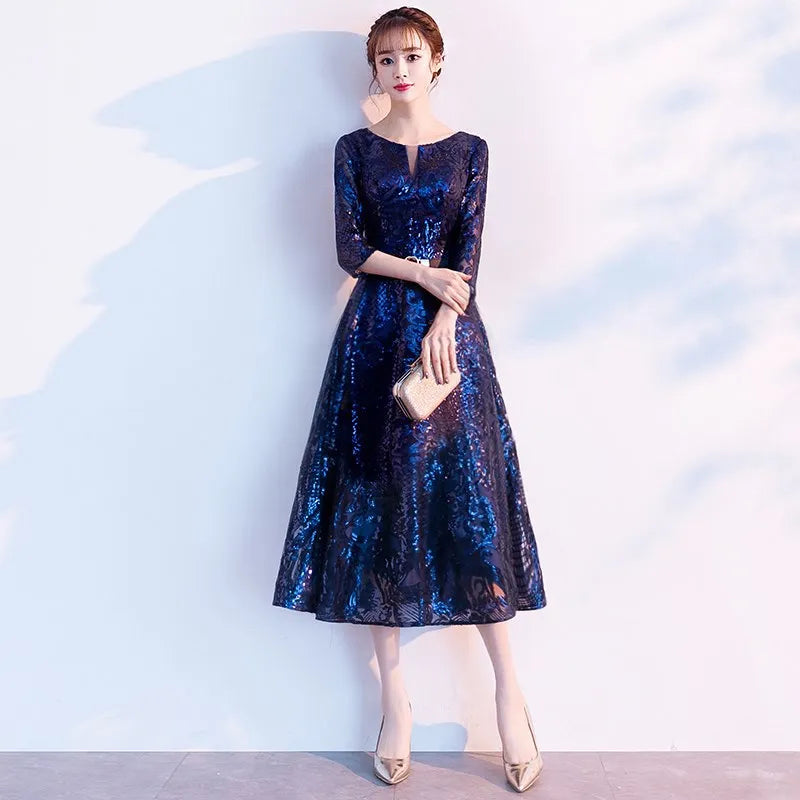 Blue Evening Gown for Women, with A High-end and Niche Temperament, Suitable for The Host's Dress At The Annual Meeting