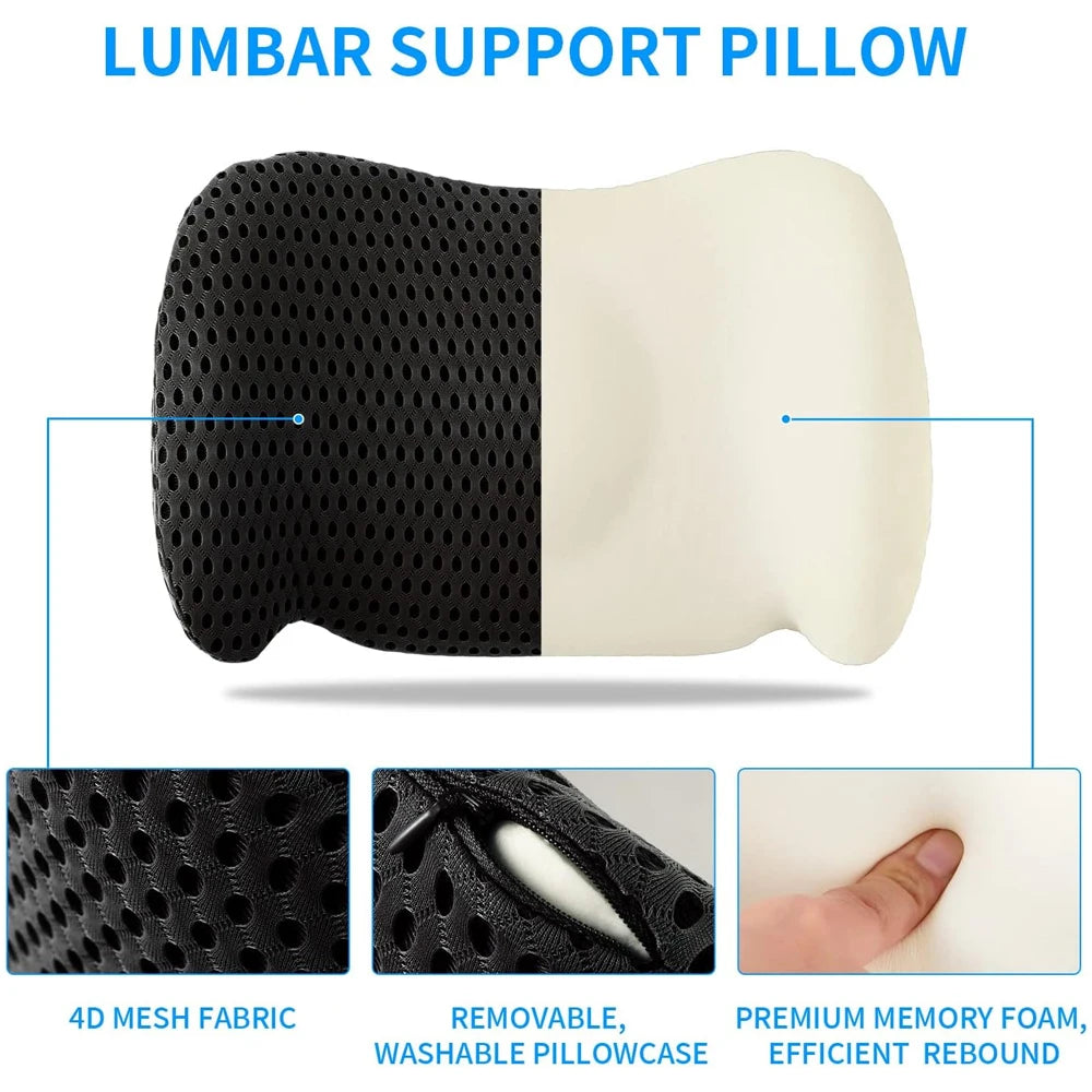 1Pcs Lumbar Support Pillow - Memory Foam Lumbar Support Pillow for Lower Back Pain Relief for Car Seats, Office Chairs, Sofas