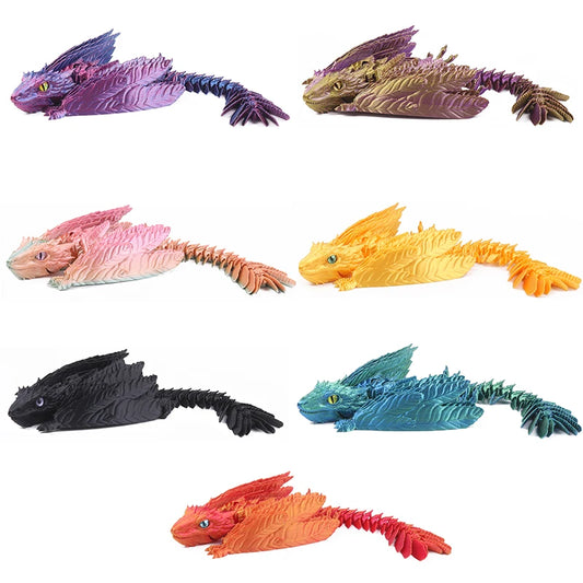3D Printed Dragon Feathered Wyvern Dragon Articulated Fidget Dragon Home Office Decor Desktop Pet Desk Toy