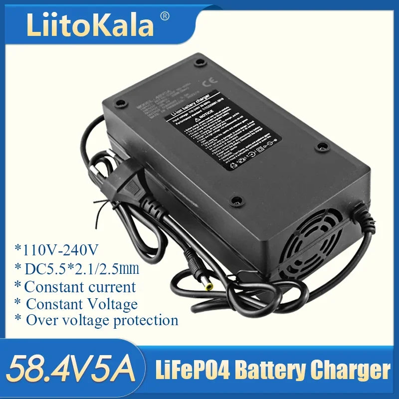 LiitoKala 12V 24V 36V 48V 2A/5A 3S 6S 7S 10S 13S 18650 Lithium Battery Charger 12.6V 29.4V 42V 54.6V DC 5.5*2.1mm