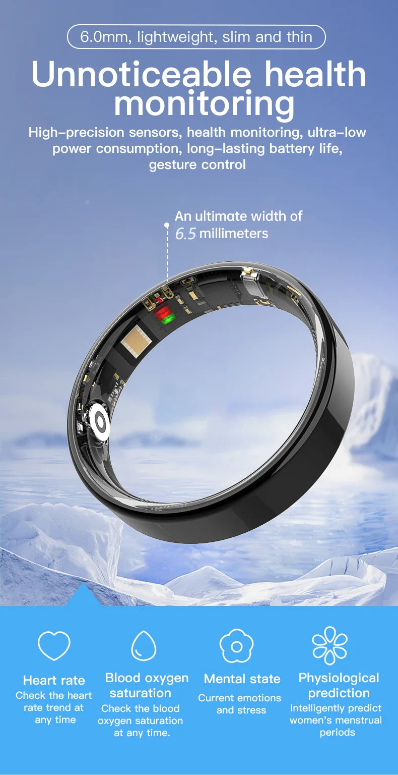2025 New Health Smart Ring For Android IOS BT Call Heart Rate Blood Pressure Monitor 5ATM Waterproof Men Women For Xiaomi Gift