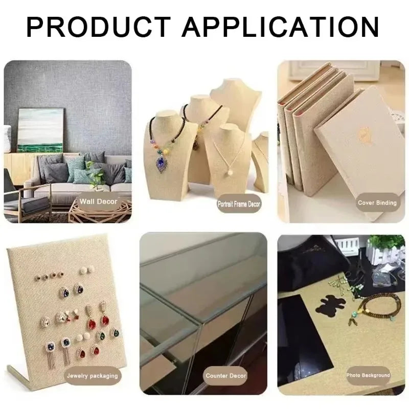 Self Adhesive Linen Fabric Adhesive Durable Linen Cloth for Sofa Furniture Car Seats Office Chairs Boxes Handicraft Handmade DIY