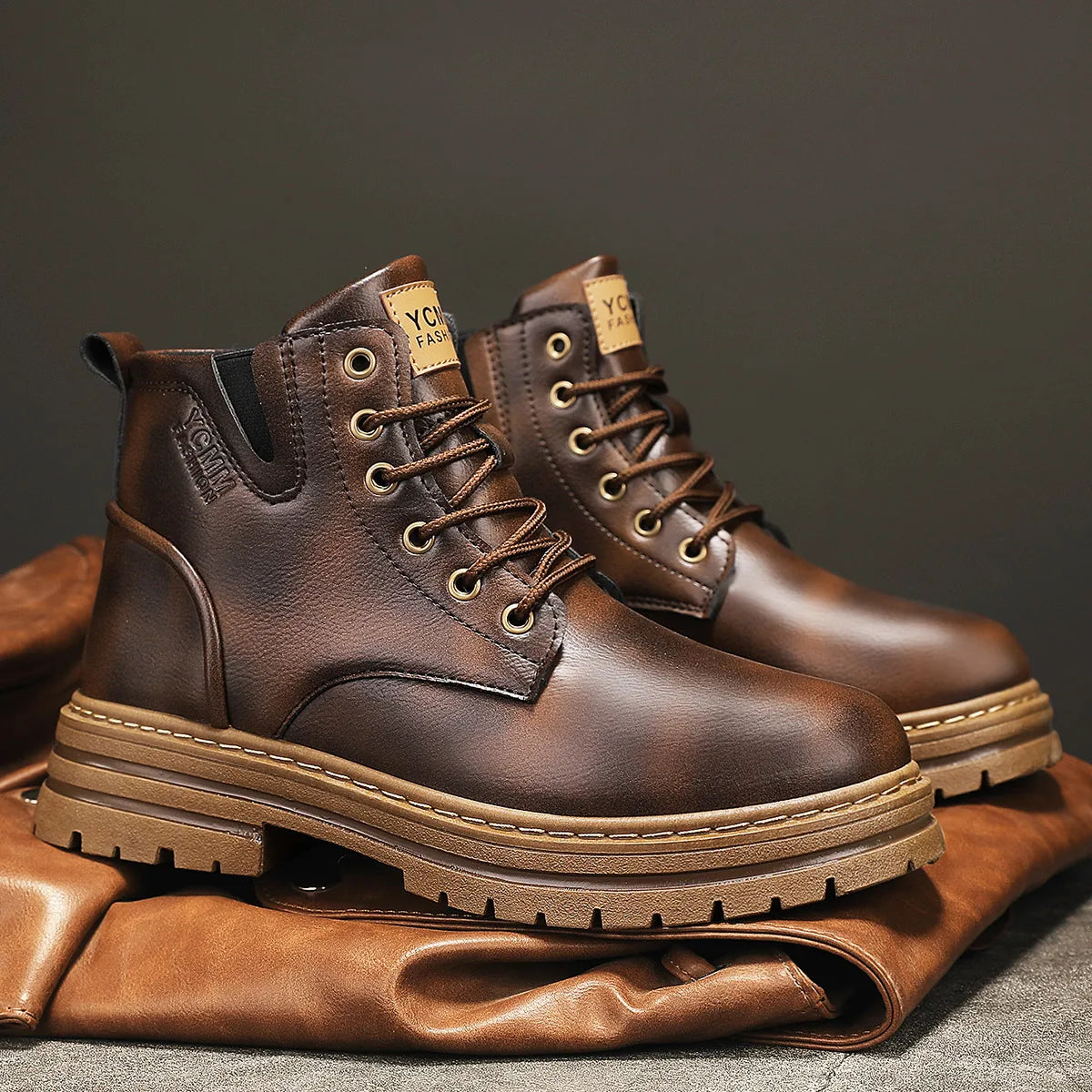 Boots Men All Season Outdoor Work Shoes Anti Slip and Comfortable Black Ankle  Boots Fashionable British Casual Denim Boots 2025