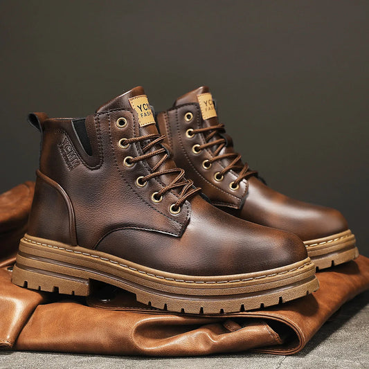 Boots Men All Season Outdoor Work Shoes Anti Slip and Comfortable Black Ankle  Boots Fashionable British Casual Denim Boots 2025
