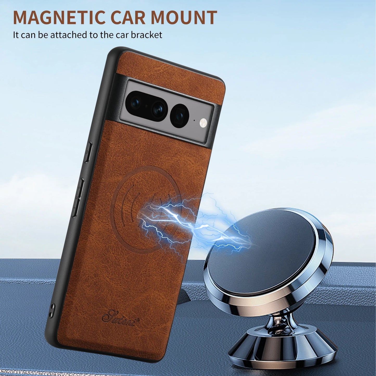 SUTENI Luxury PU Leather Phone Case Magnet Wireless Charging Frosted Feel For Google Pixel 9XL 8Pro 7A 7P 7 6A 6P 6