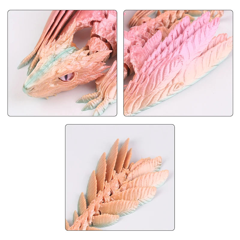 3D Printed Dragon Feathered Wyvern Dragon Articulated Fidget Dragon Home Office Decor Desktop Pet Desk Toy