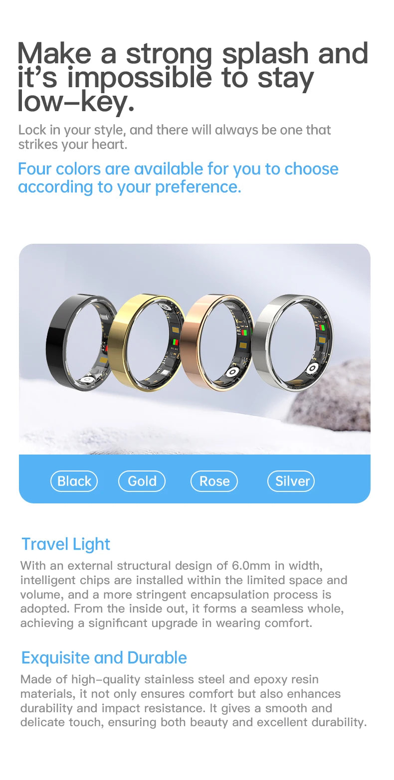 2025 New Health Smart Ring For Android IOS BT Call Heart Rate Blood Pressure Monitor 5ATM Waterproof Men Women For Xiaomi Gift
