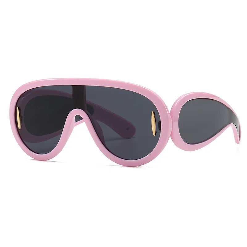 SHAUNA Oversized Women Goggle Sunglasses Trending Men One-Piece Mirror Shades UV400