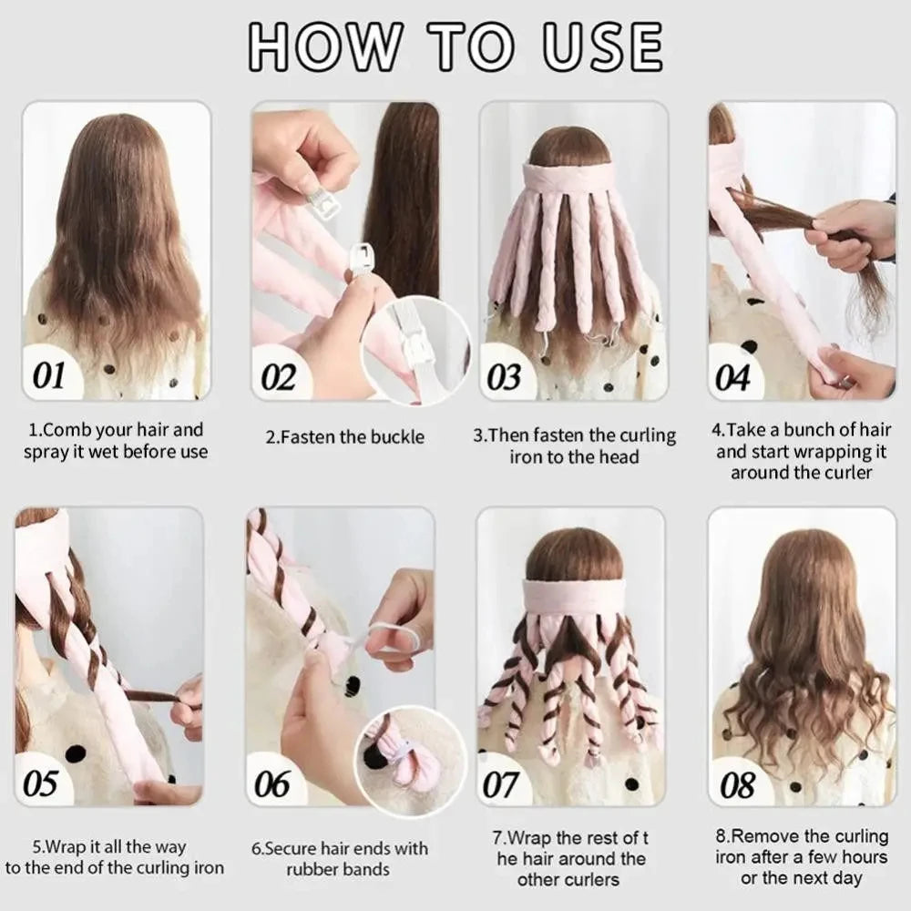 Lazy Hair Curler Hair Rollers Heatless Curling Rod Headband Curls Silk Ribbon Sleeping Soft Wave Formers No Heat Curls Ribbon