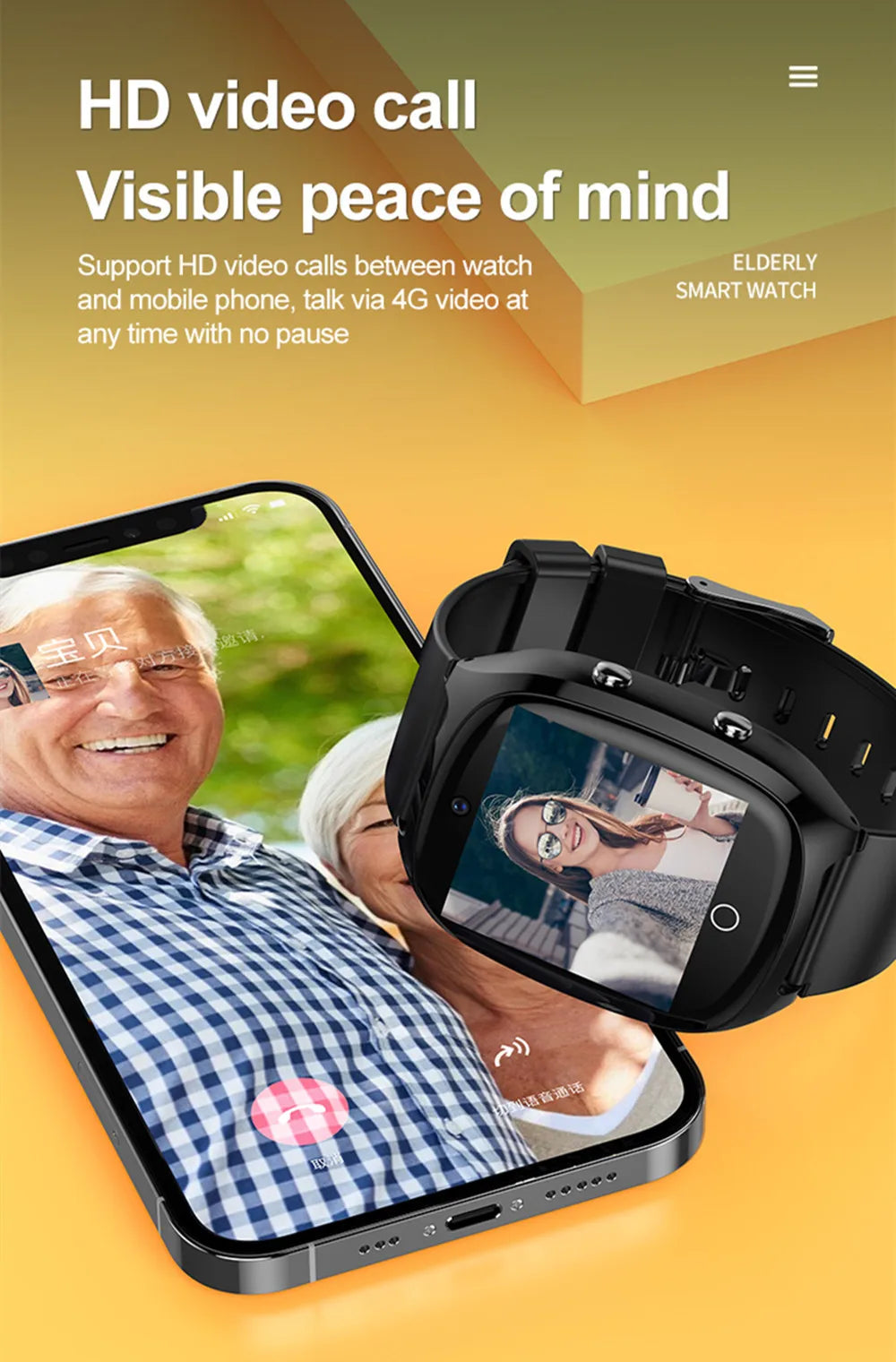 Smart Watch For Old People Elderly Smart Watch For Seniors Health Fall Detection Watch 4G Sim Card SOS Emergency Calls GPS GK8