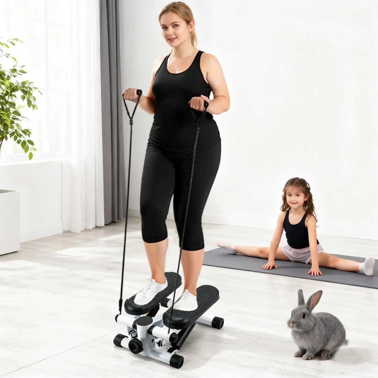 Mini Stepper Pedal Slimming Treadmill Muscle Strengthening Machine with Pull Rope Exercise Equipment for Home Office