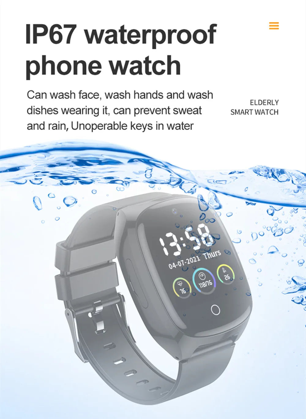 Smart Watch For Old People Elderly Smart Watch For Seniors Health Fall Detection Watch 4G Sim Card SOS Emergency Calls GPS GK8