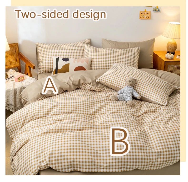 Kawaii Bear Printed Bed Set Floral Duvet Cover Pillowcase Bedding Set Cute Dog Bed Linen Sheet Quilt Cover Full Queen King Size