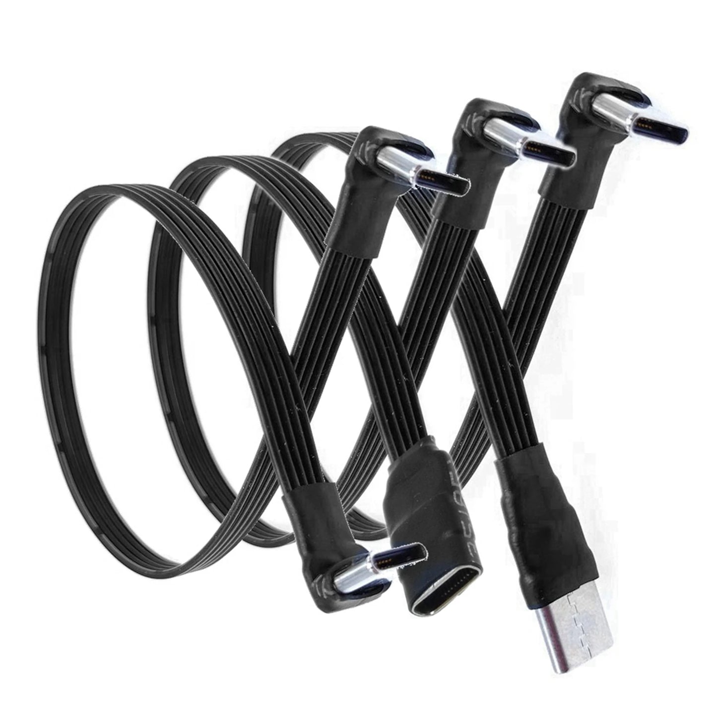5CM 10CM 20CM 30CM 50CM 100CM USB 2.0 Type C to Type C Extension Cable 90° Adapter FPC FPV Band Flat USB C Cable 3A 5CM-100CM