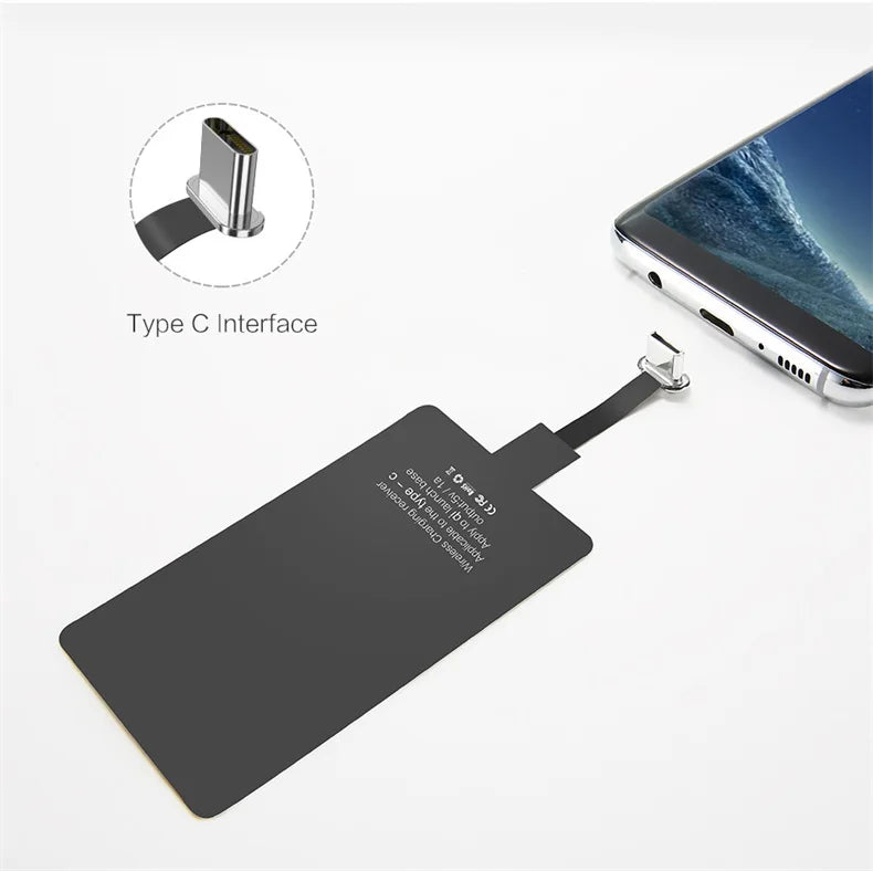 Wireless Charger Receiver Support Type C Micro USB Fast Wireless Charging Adapter For iPhone Ios Android phone Wireless Charge