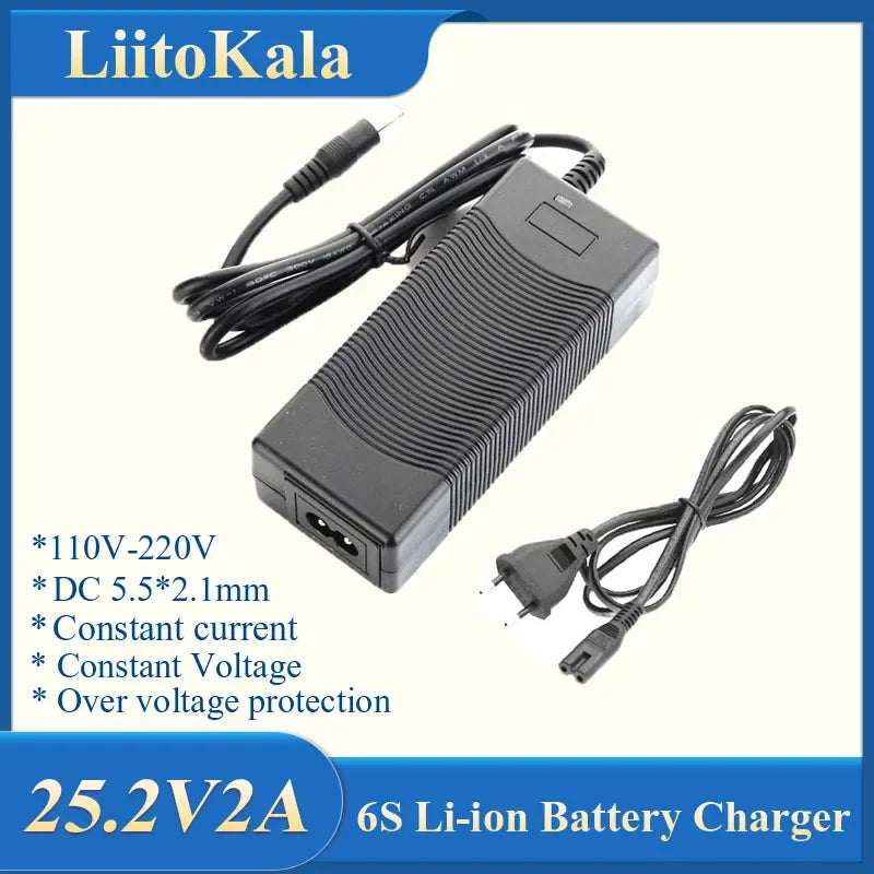 LiitoKala 12V 24V 36V 48V 2A/5A 3S 6S 7S 10S 13S 18650 Lithium Battery Charger 12.6V 29.4V 42V 54.6V DC 5.5*2.1mm