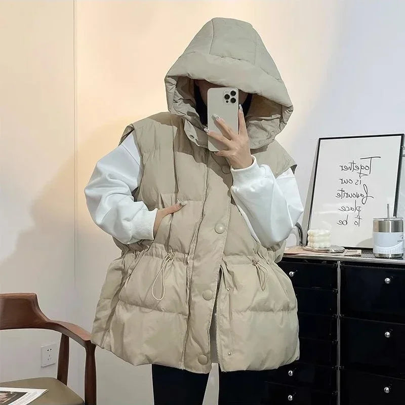 Warm Vest for Women Quilted Solid Color New Outerwear Clothes Fashion 2025 Waistcoat Woman Insulated Elegant Cheap Demi-season