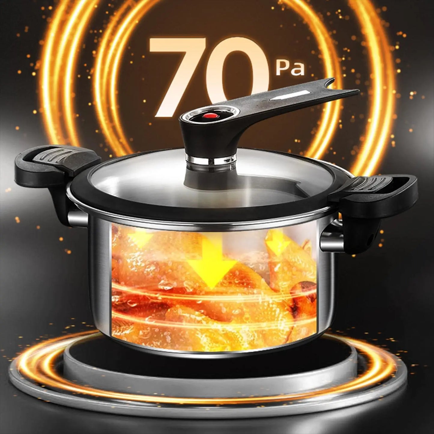 Portable Pressure Cooker Fast Cooking Stew Pot Pressure Cooker Stainless Steel Fast Cooking Multifunctional Kitchen Accessories