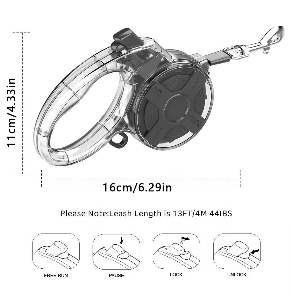 Retractable dog leash, 13 feet (about 4 meters) strong nylon strap, suitable for small dogs and cats, smooth telescopic,