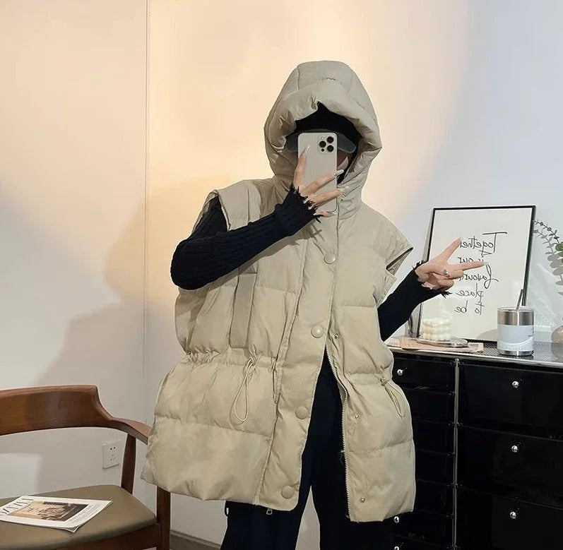 Warm Vest for Women Quilted Solid Color New Outerwear Clothes Fashion 2025 Waistcoat Woman Insulated Elegant Cheap Demi-season