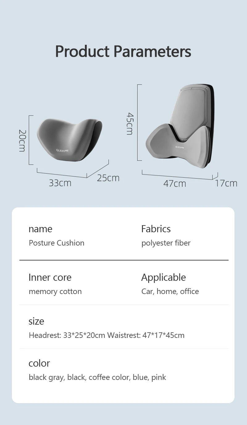 Car Headrest Pillow Auto Neck Cushion Car Back Lumbar Waist Pillow Slow Rebound Guard Head Support for Universal Car Supplies