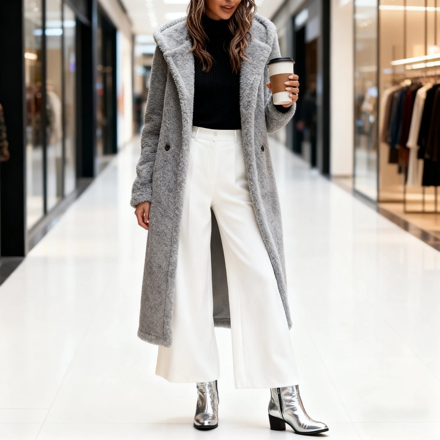 Hooded Coats Long Coat Women Work Turn Down Collar Warm Thick Work Trench Streetwear Elegant Jackets Open Stith Autumn Winter